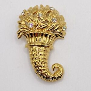 Monet Gold Brooch with Crystal Accents